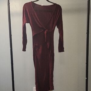 Old Navy Red Ruched Tie Front Bodycon Dress